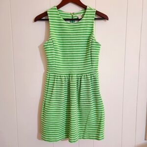 J. CREW Green and White Stripped Dress with Pockets, Size XS